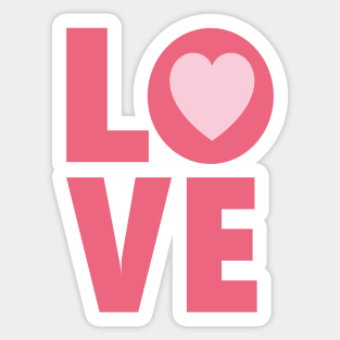 Love Letters in Pink Color and Heart - Valentines day Anniversary Romance Love Word Art Celebrations Sticker